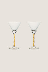 Amber Bamboo Martini Glasses Set of 2