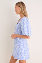 Baby Blue Ditsy Floral Marcy Mini Dress