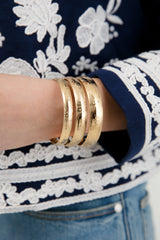 14k Yellow Gold Classic Etched Floral Bangle (.53"w)