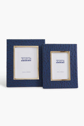 5x7 Navy Ostrich Photo Frame with Gold Edge