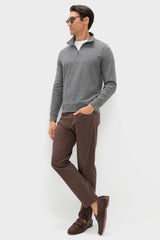 Alpine Gray Herringbone Legend Sweater Quarter Zip