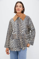 Almond Milk Printed Canvas Midi Jacket