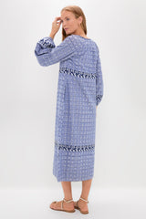 Azure Ikat Embroidered Wynne Dress