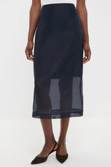 Atlantic Silk Organza Woven Midi Pencil Skirt