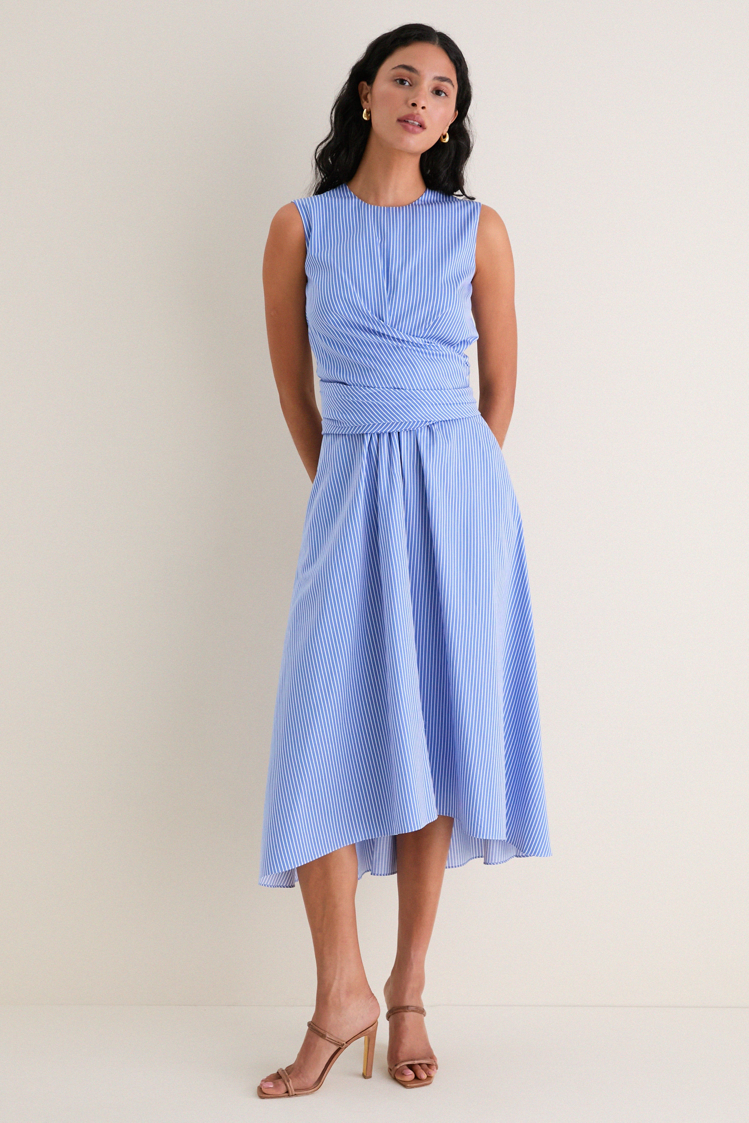 Azure Stripe Penny Midi Dress