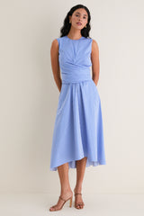 Azure Stripe Penny Midi Dress