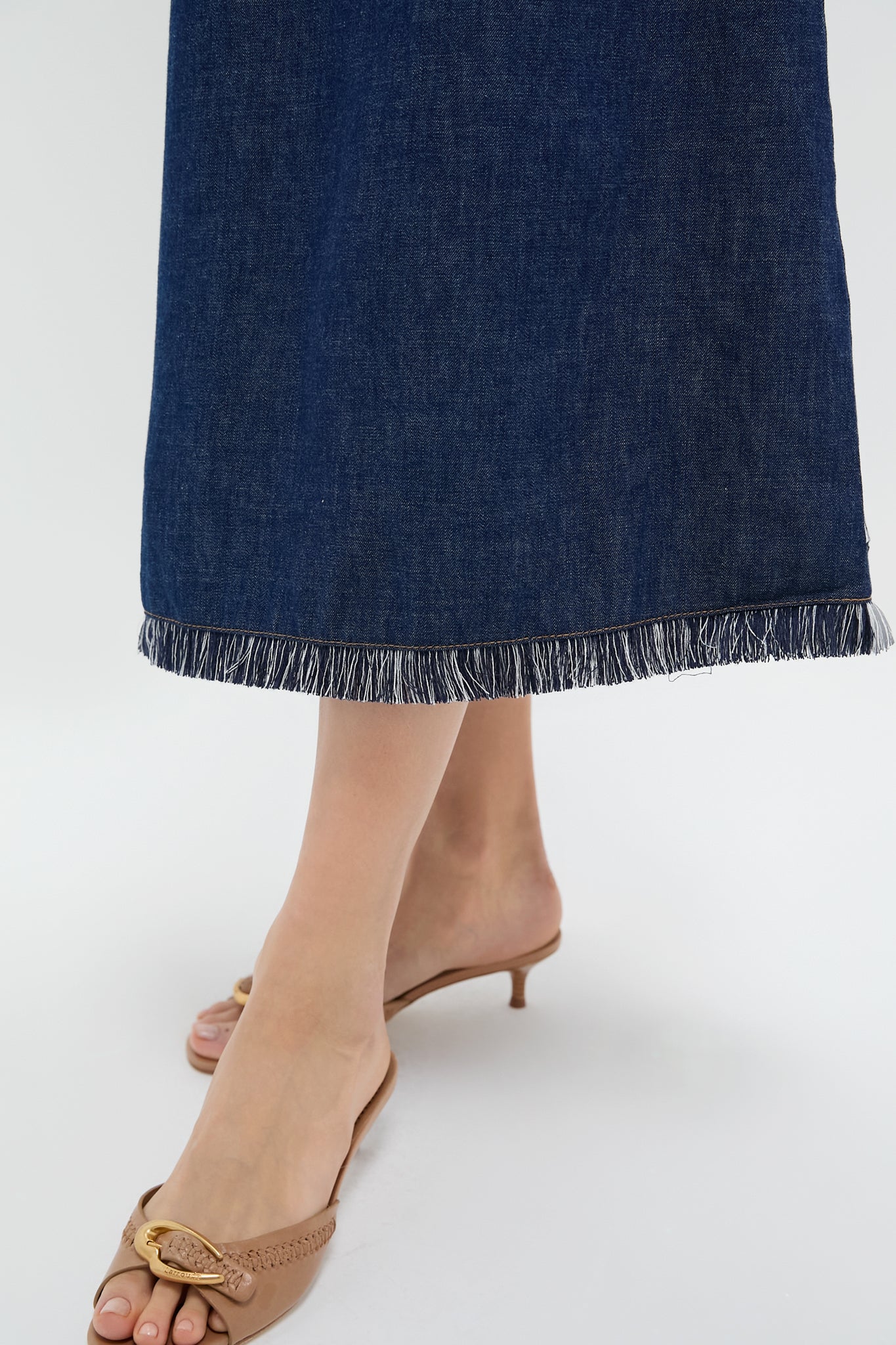 Atlantic Rhiannon Fringe Denim Midi Dress