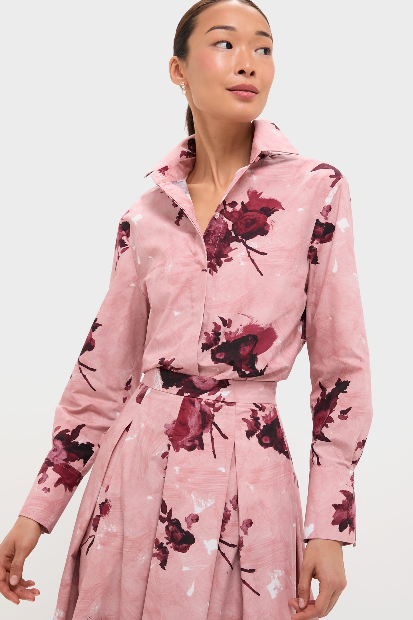 Abstract Rose Slipper Pink Long Sleeve Shirt