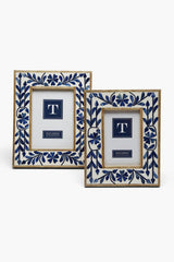 5x7 Blue Belle Bone Inlay Photo Frame