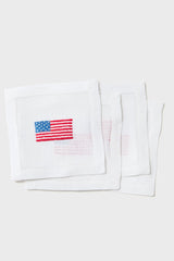 American Flag Embroidered Cocktail Napkins Set of 4
