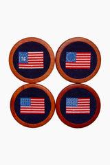American Flag Needlepoint Coaster Set