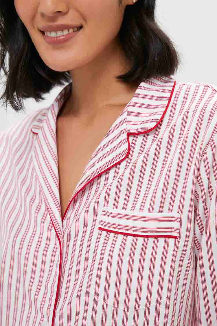 Antique Red Ticking Long Sleeve Pants Set
