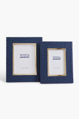 5x7 Navy Ostrich Photo Frame with Gold Edge
