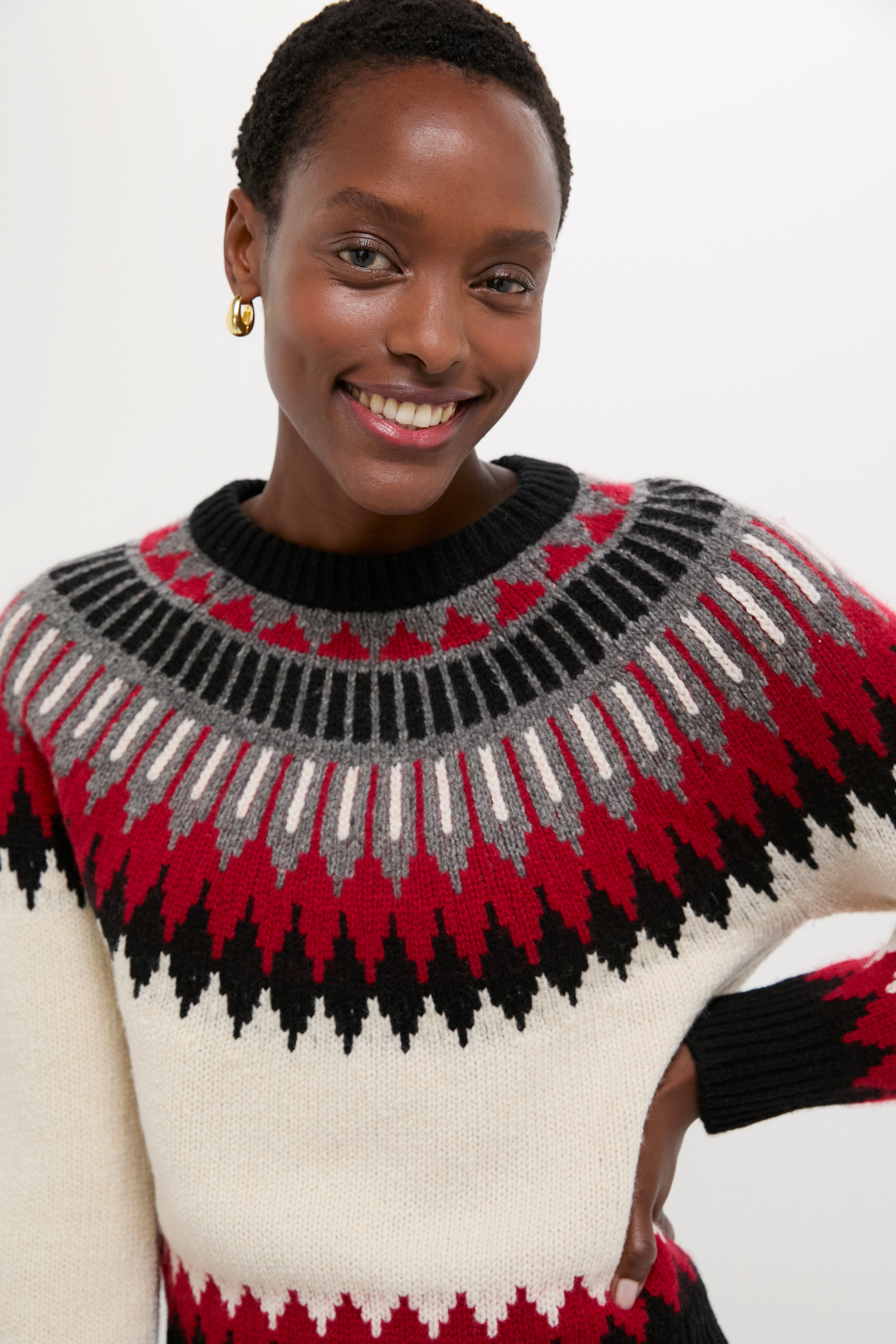 Authentic Cream Fairisle Multi Crewneck Sweater