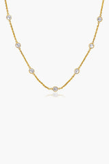 14k Gold CZ Long Links Necklace