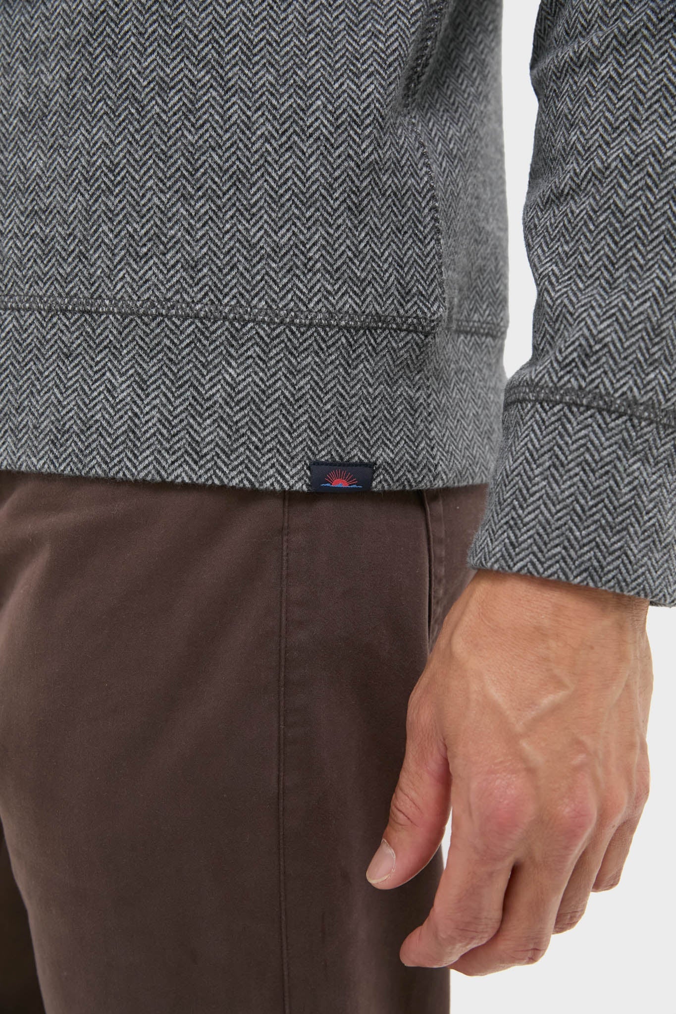 Alpine Gray Herringbone Legend Sweater Quarter Zip