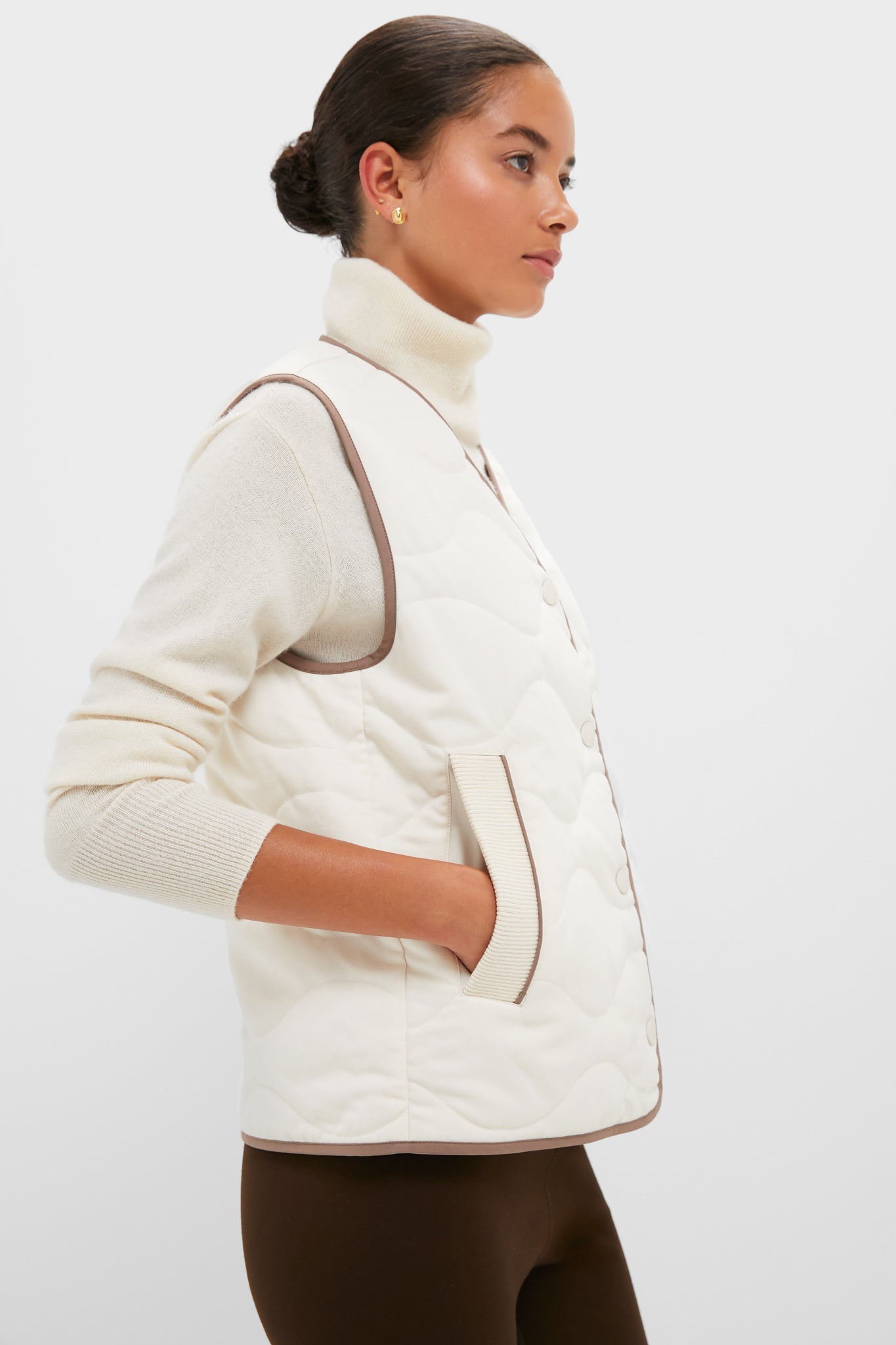 Ash Taupe and Birch Lori Reversible Gilet