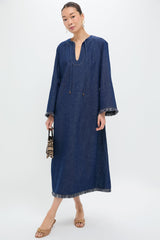 Atlantic Rhiannon Fringe Denim Midi Dress
