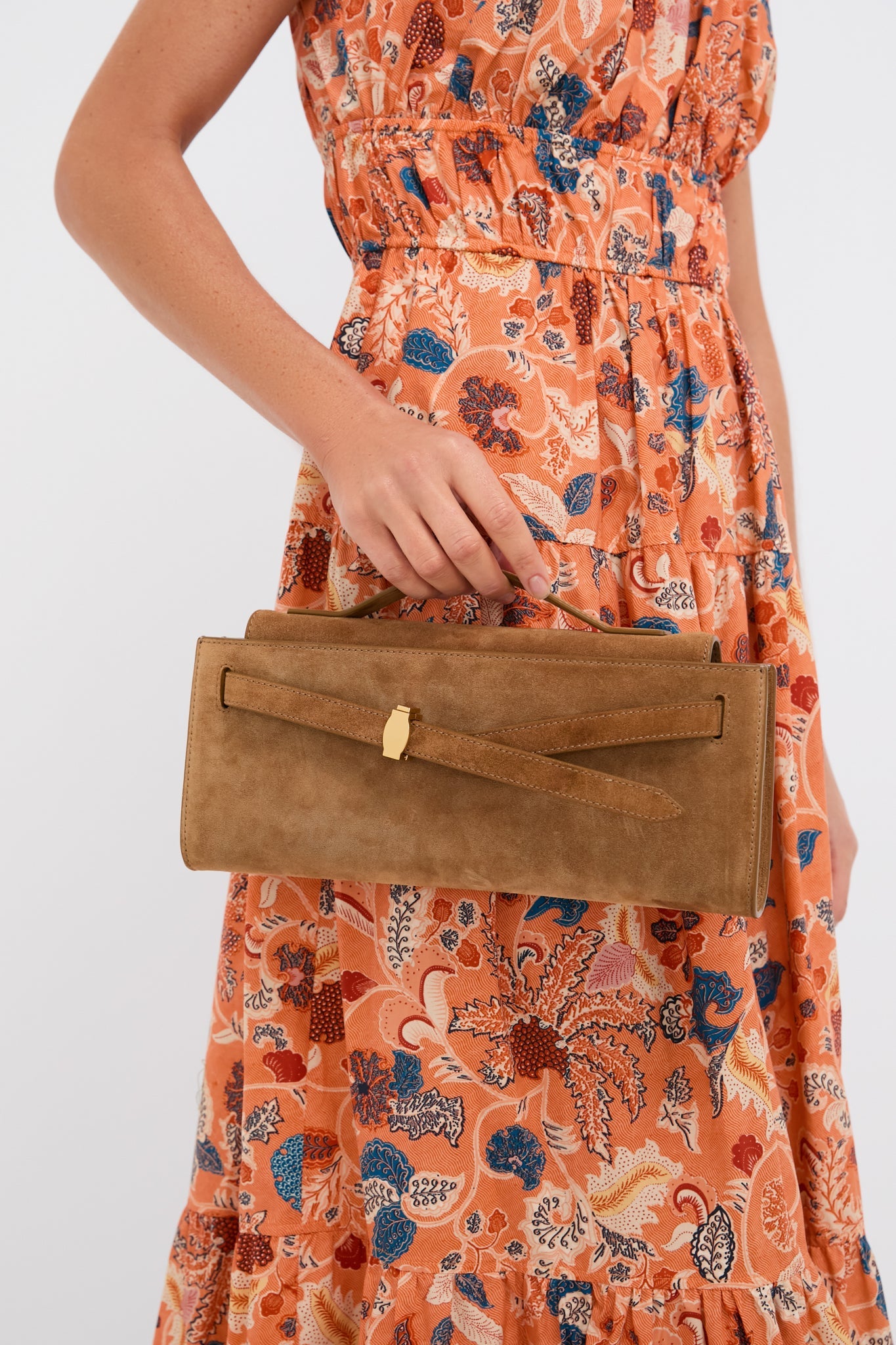 Acorn Suede Veronica Beard Dash Clutch